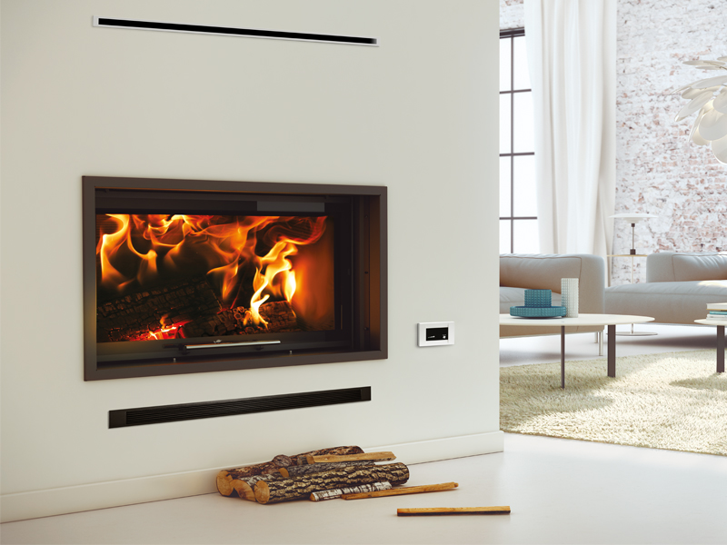 <b>Reference:</b> ITACA 100V ECO<br> 
<b>Description:</b><br>- Fireplace Wood Insert <br>
- Lifting door <br>
- Heat output range: 11-21kW <br>
- Efficiency: 78% <br>
- Nominal heat output: 17kW <br>
- Flue socket: ø200 MM<br>
- Heating area: 151 m2 <br>
- Heating volume: 378 m3 <br>
<b>Dimensions:</b><br>- L= 102CM<br>- W= 64CM<br>- H= 150CM<br><b>Weight:</b> 300KG